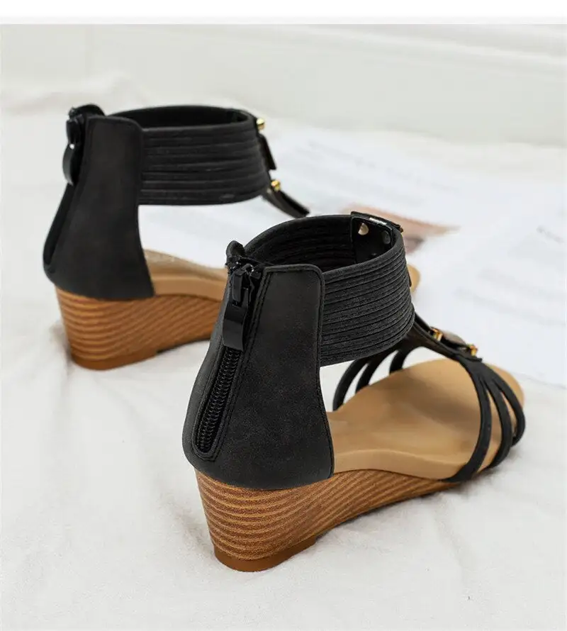 Cilool Vintage Style Wedge Sandals For Women