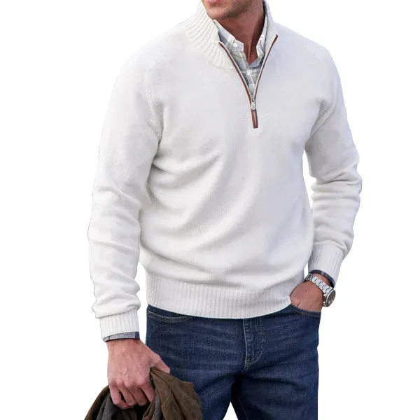 Men's Winter Casual Cashmere Zipper Basic Sweater