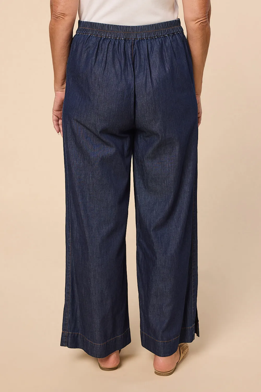 Camille Chambray Pant in Dark Wash