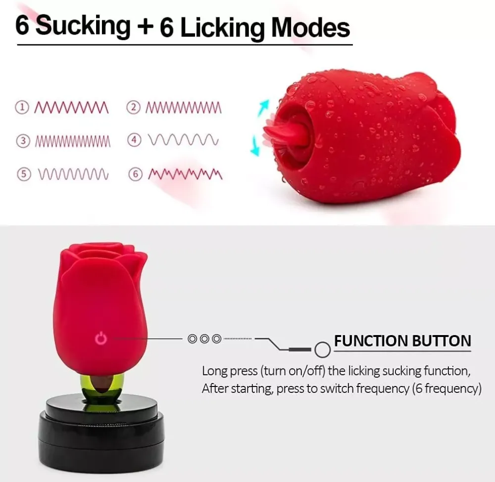 Rose Shape Sucking Licking Vibrator Clitoral G-spot Sex Toy for Women Waterproof