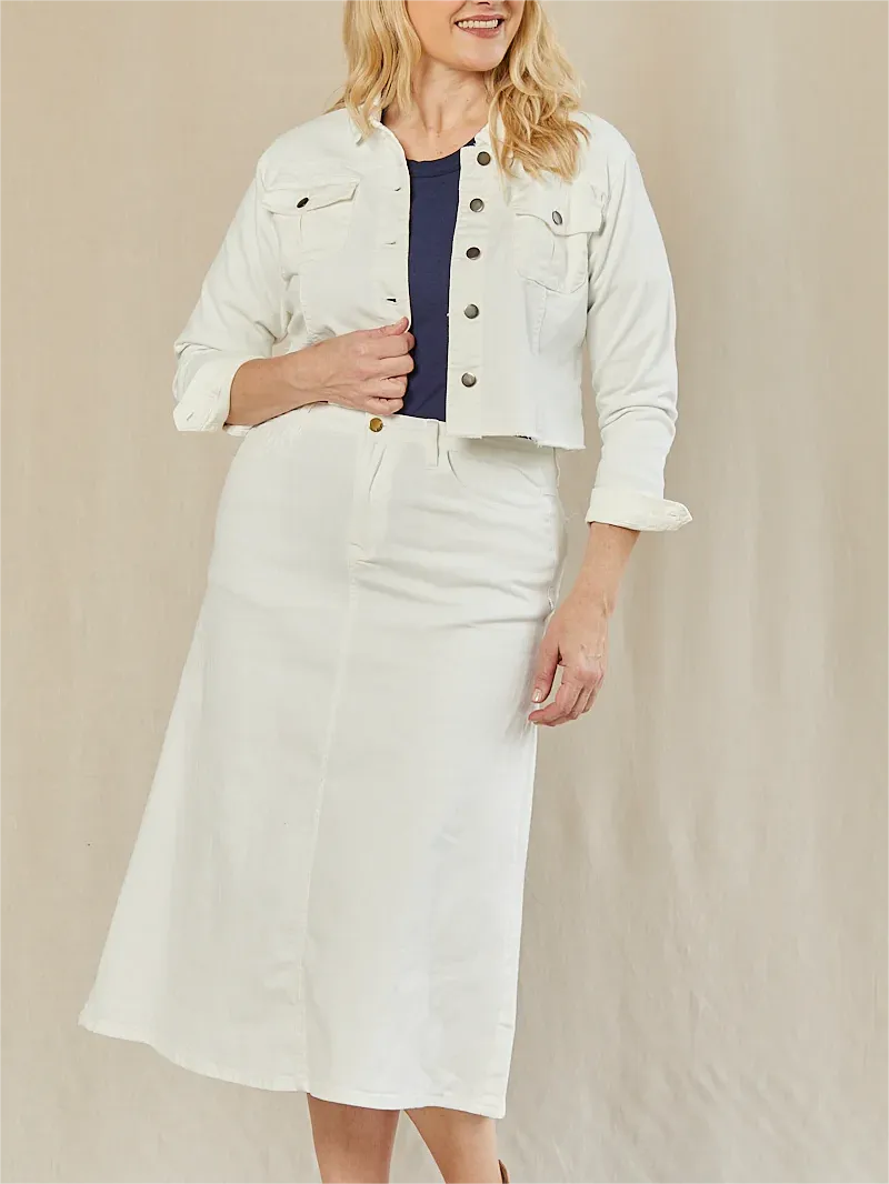 Adrift Cropped Denim Jacket In White