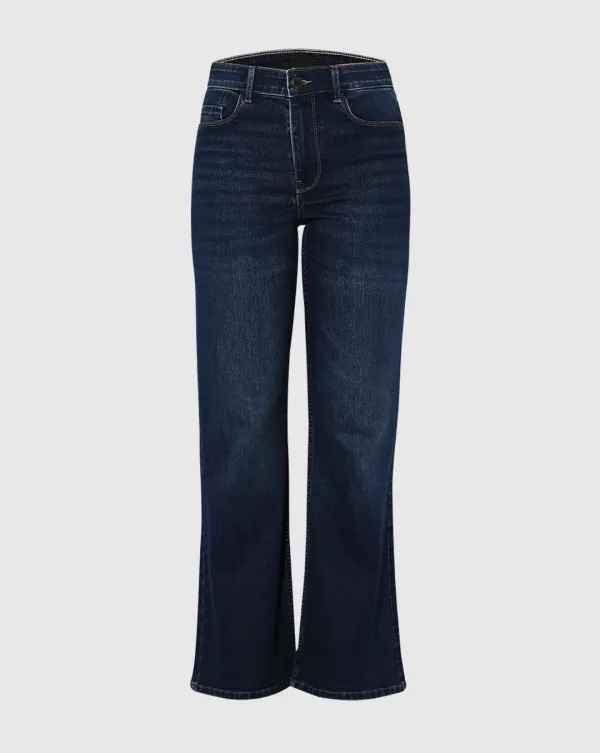 Dark Blue High Rise Flared Jeans