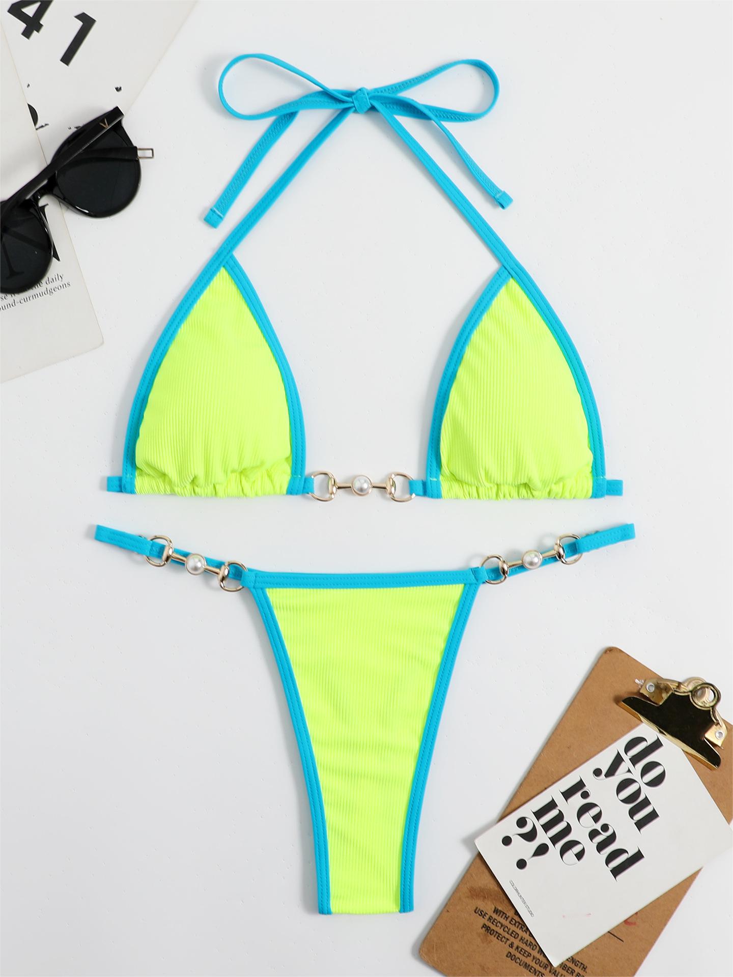 Women's Sexy Metallic Bikini Swimsuit Set