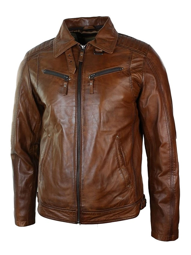 Men's Casual Outdoor Leather Jacket Coat