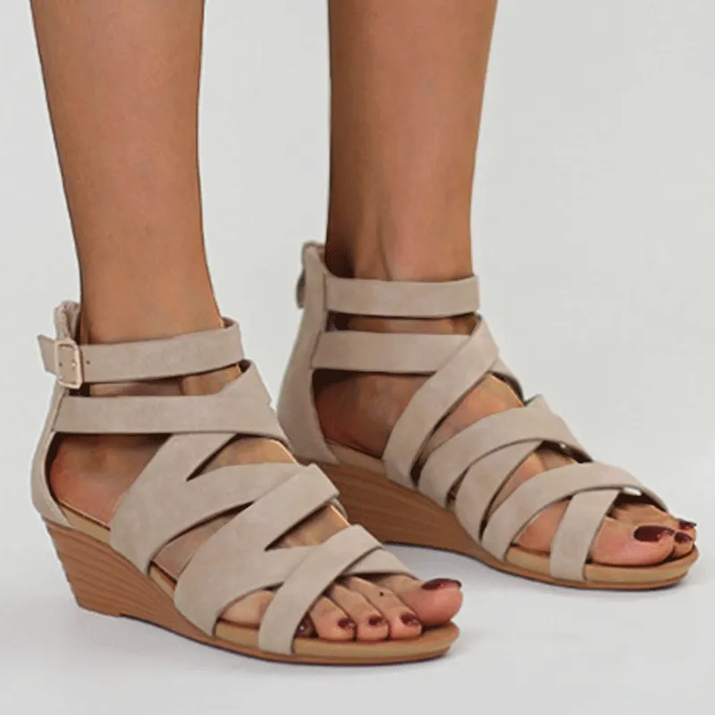 Summer Women's Wedges Sandals Brand New High Quality Fashion Casual Mid Heeled Ladies Gladiator Shoes