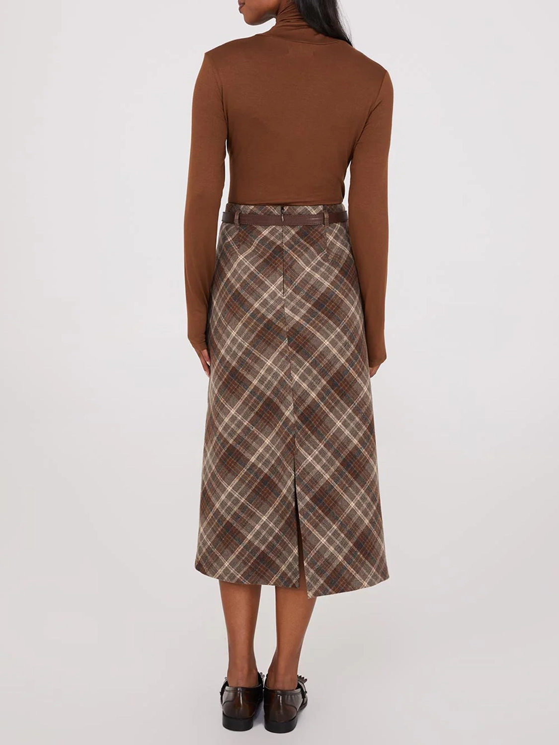 Plaid Belted Skirt