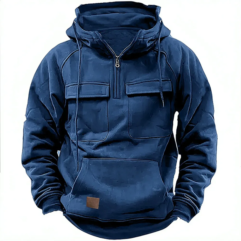 Men's Casual Zip Double Pocket Hooded Sweatshirt