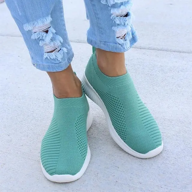 Women Shoes Knitting Sock Sneakers Slip On Flat Shoes