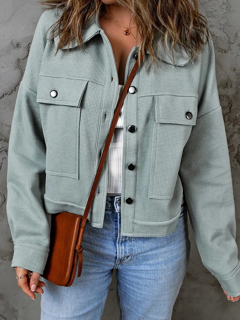 Casual solid color waffle jacket