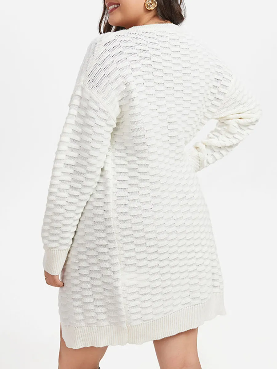 Pointelle Knit Drop Shoulder Cardigan