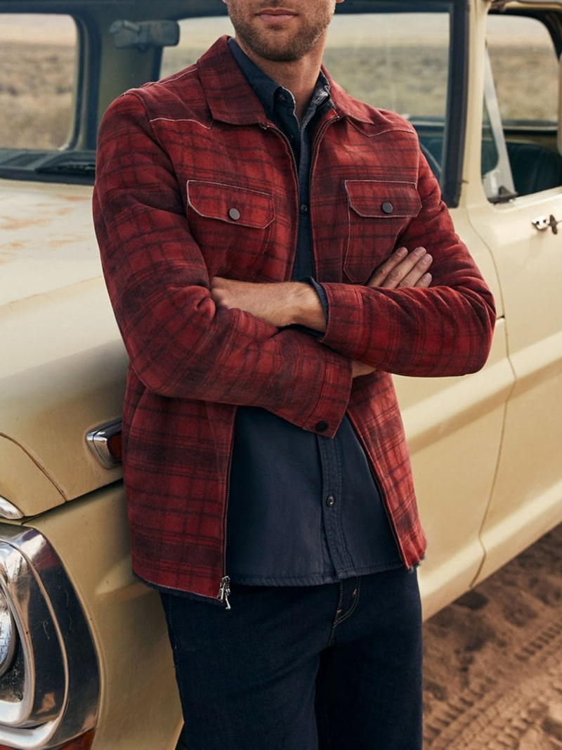 Plaid Sheepskin Shirt Jacket