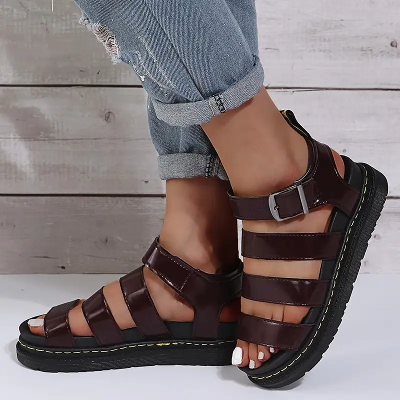 Summer Streetwear Martens Shoes Woman Flats Platform Sandals