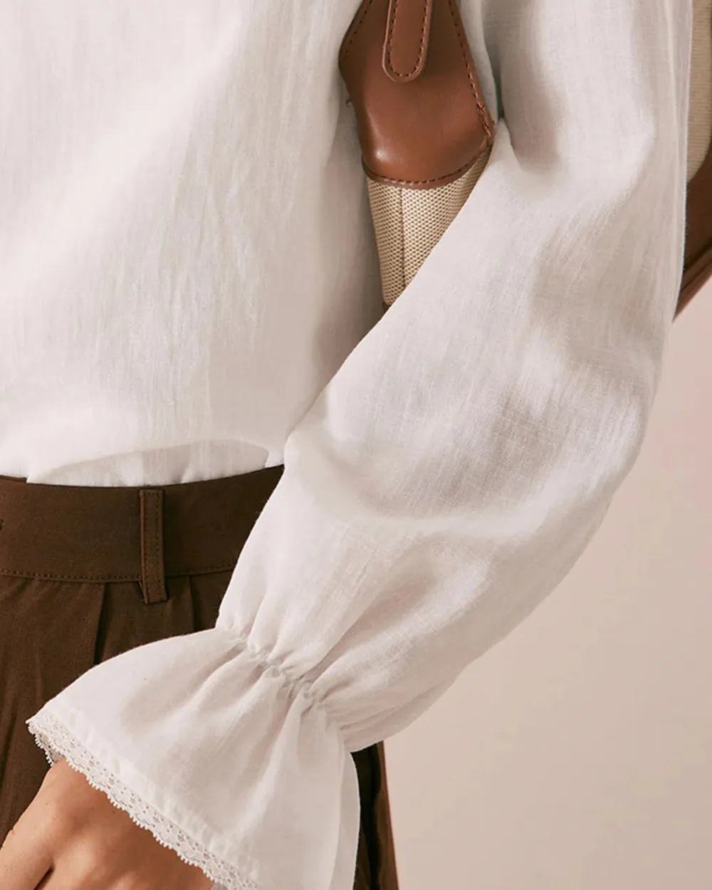 The White Square Neck Poet Sleeve Blouse