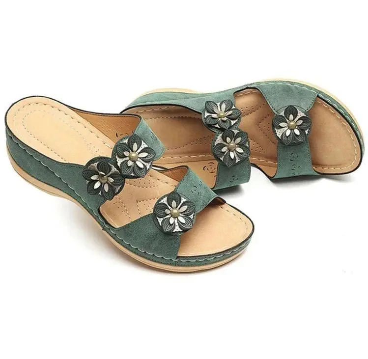 Cilool Premium Handicraft Open Toe Charming Fancy Flower Women Sandals