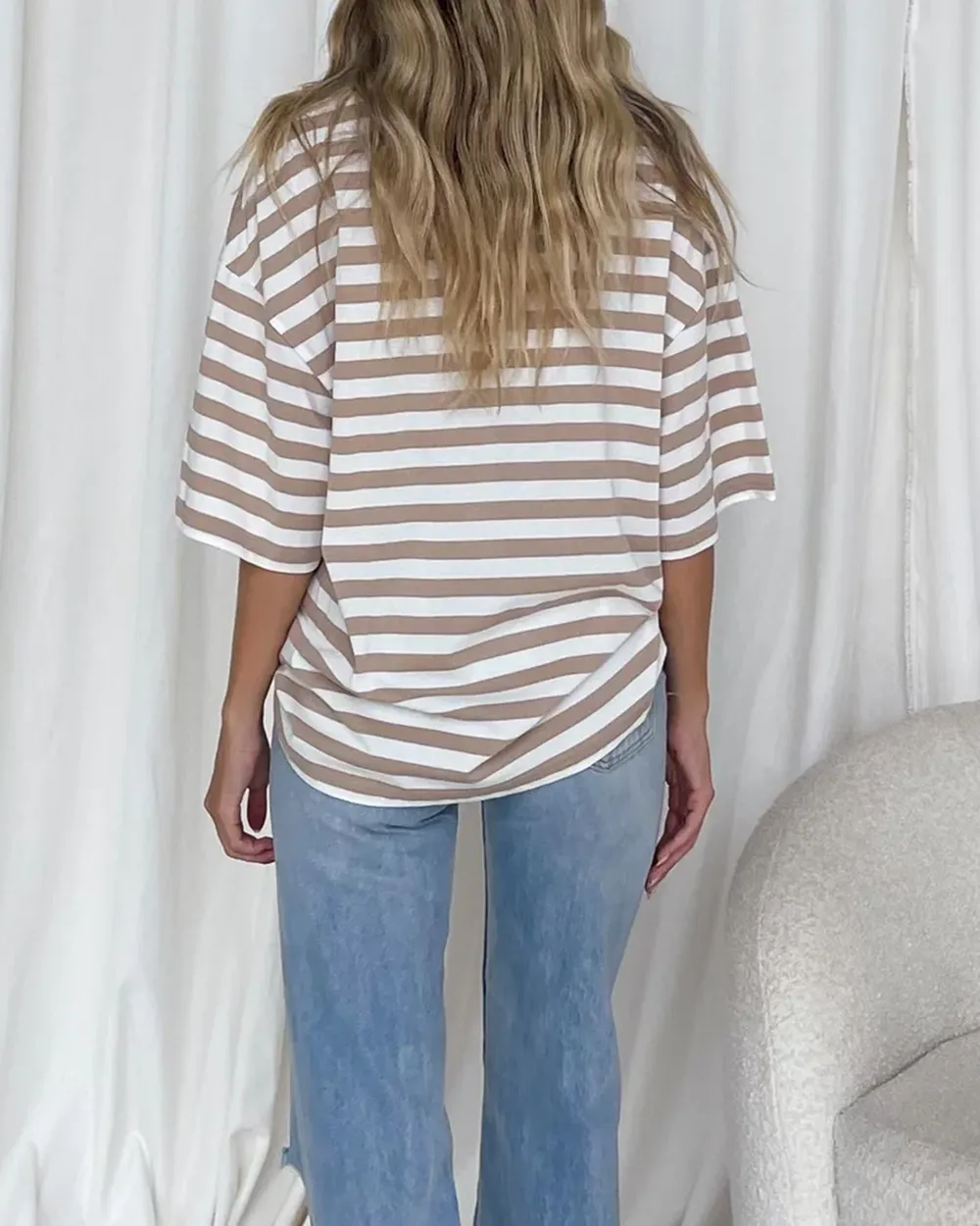 Nostalgia Stripe Oversized Boyfriend Tee