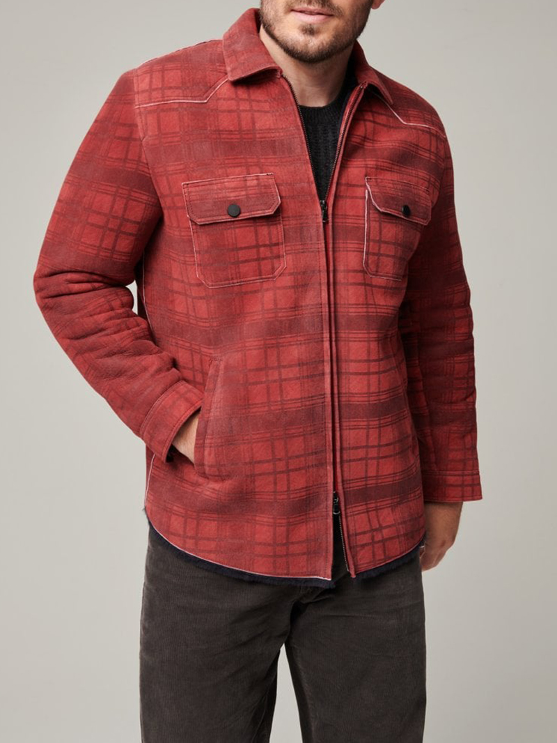 Plaid Sheepskin Shirt Jacket