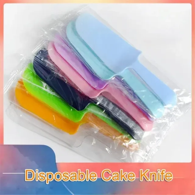 TorSor 20 Pack Disposable Cake Cutter Slicer Plastic Serrated Cutting Knife Server Spatula Knives Serving Utensils for Pie Pizza Pastry Dessert Bakery