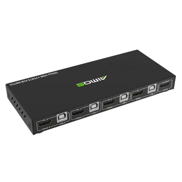 HDMI KVM Switch Durable Practical Multi-functional Classic 4 Port 4K USB 2.0 Splitter Box Adaptive EDID/HDCP Decryption