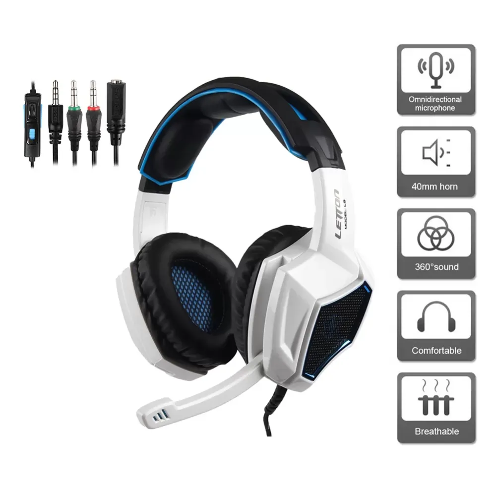 LETTON L9 High fidelity audio quality headset with wired game headset, built-in noise reduction omnidirectional microphone, 360 ° pickup, support PS4