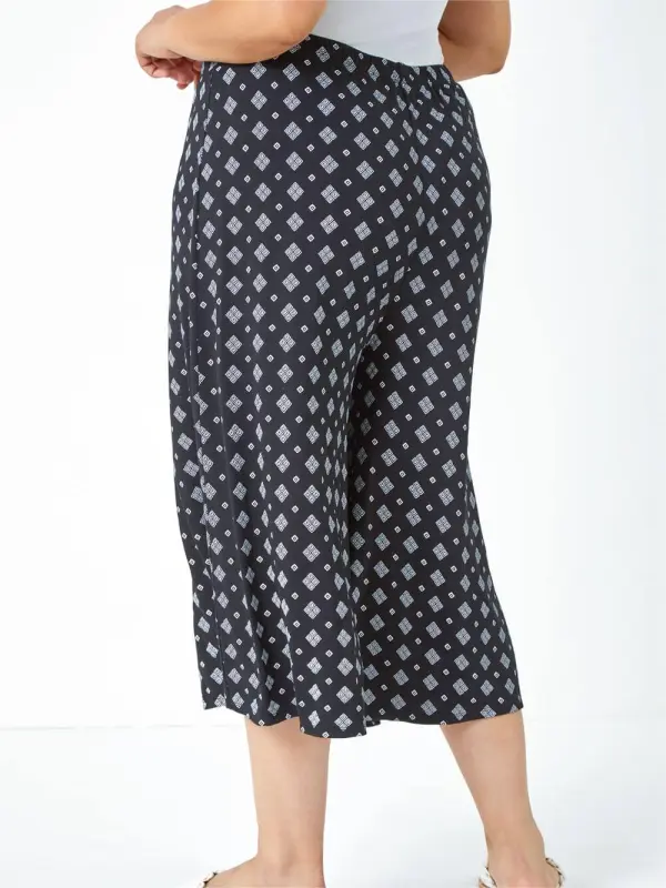 Vintage print wide-leg pants