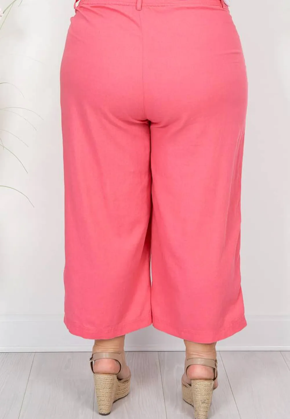 Coral Pink Linen Mix Culottes