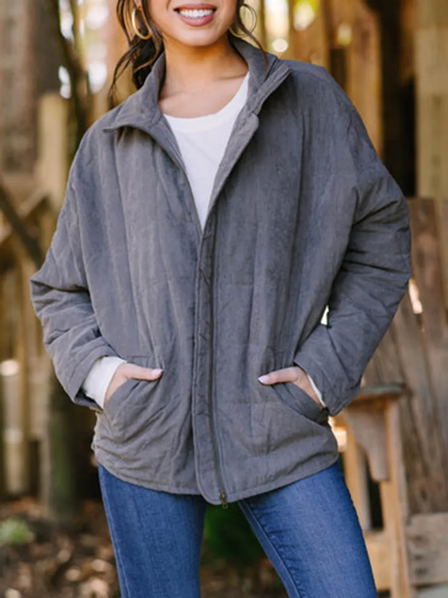 Gray Quilted Jacket