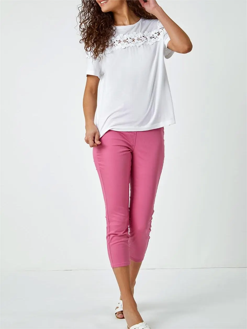 Pink Skinny Cropped Pants