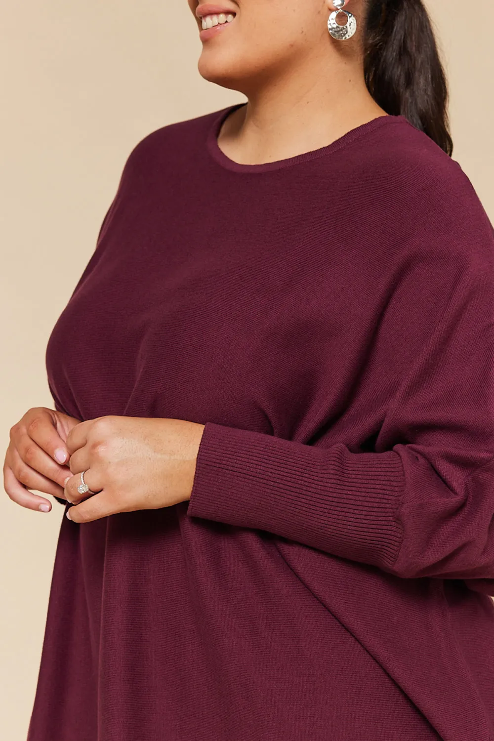 Mia Oversized Jumper In Plum