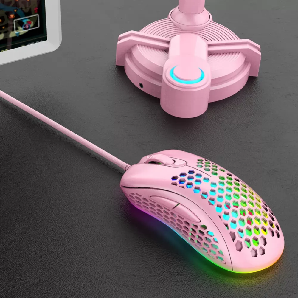 Ergonomic design 2400dpi wired game mouse, hollow lightweight, RGB cool breathing lamp, suitable for laptop and pc