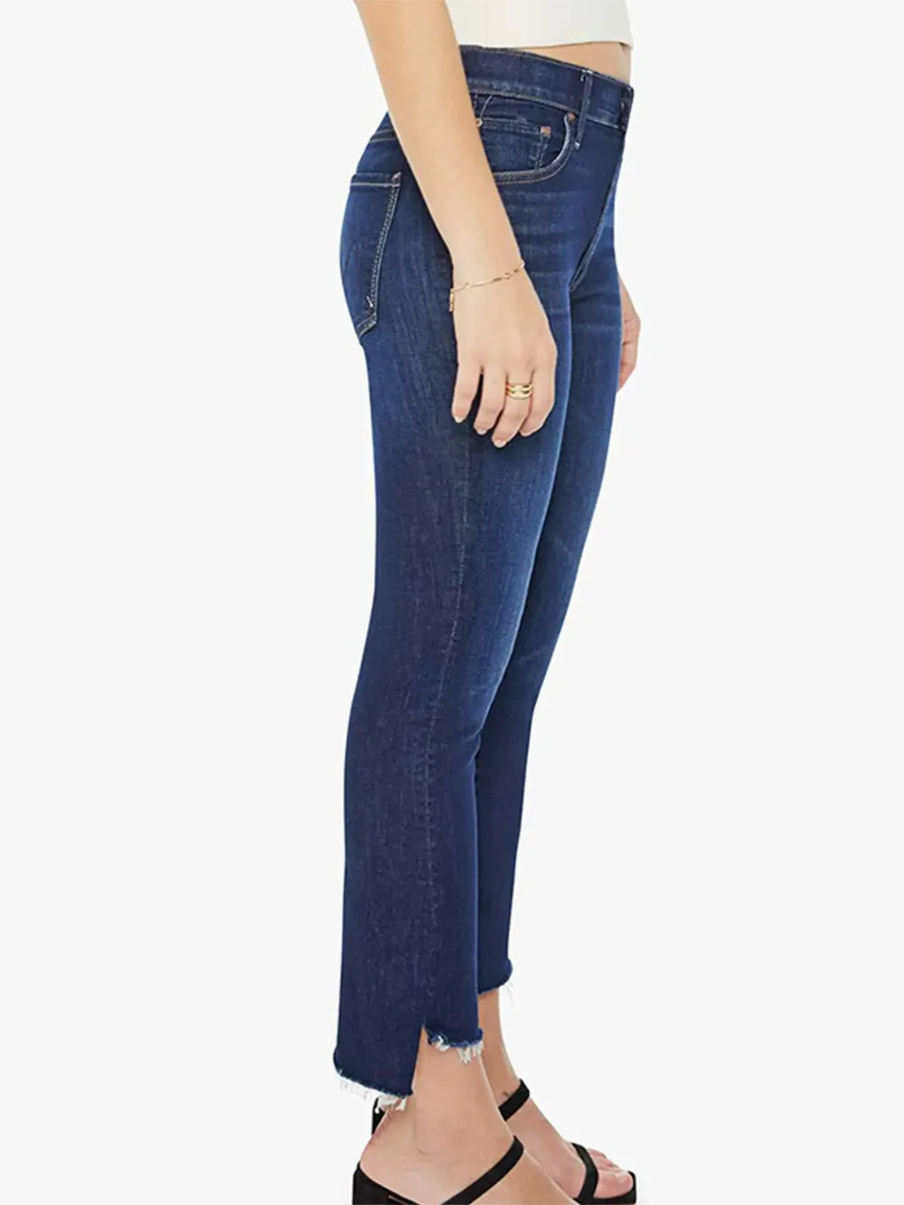 High Rise Straight Leg Destructed Jeans