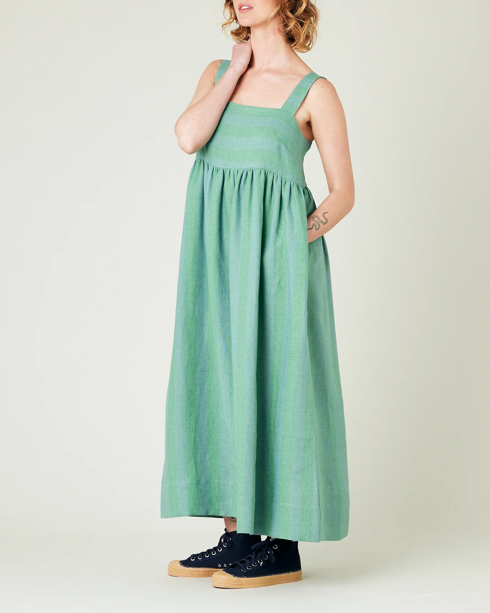 OCEAN STRIPE LINEN DRESS