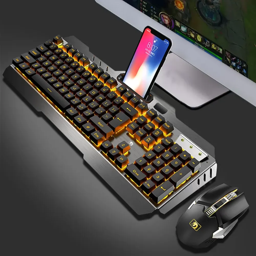 Rechargeable Wireless Mechanical Keyboard and Mouse Game Set Combo Standard Low Noise Desktop Office Entertainment Laptop Silent