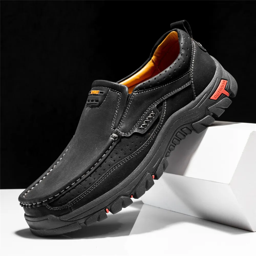 Men's Non-slip Walking Leather Lightweight Breathable Casual Loafers