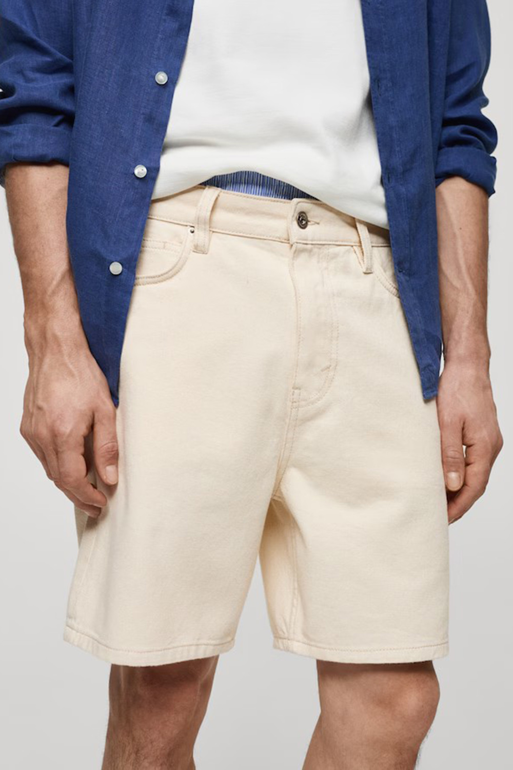 Non-Stretch Denim Bermuda Shorts