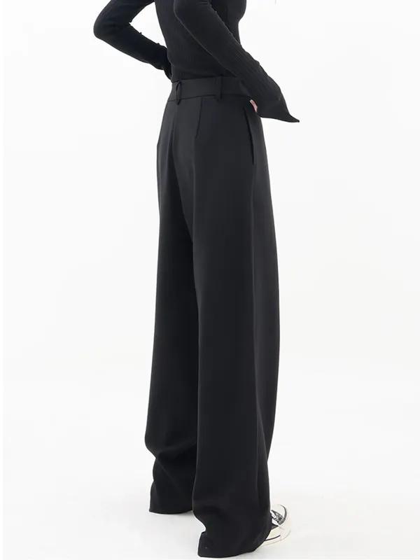 Asymmetrical Layer Button Wide Leg Dress Pants