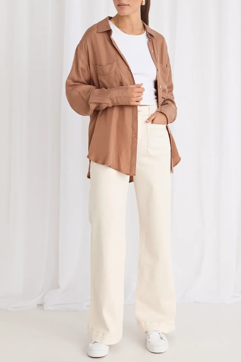 Tidal Mocha Luxury Blend Oversized Shirt