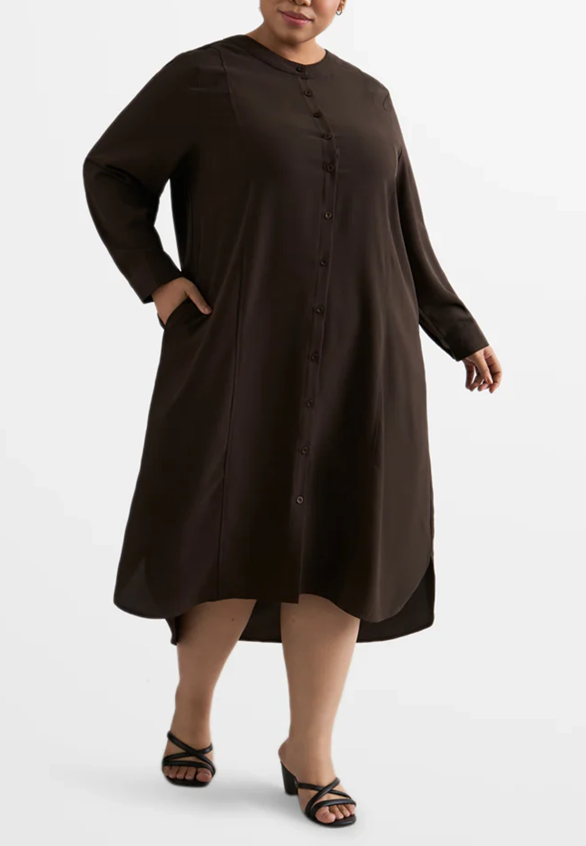 Long-sleeved mid-length loose dress