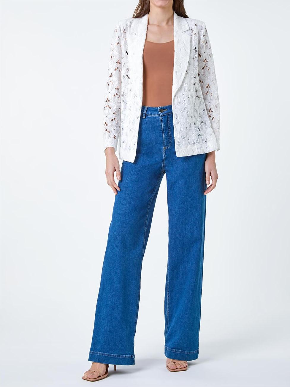 Ivory Cotton Blend Floral Lace Jacket