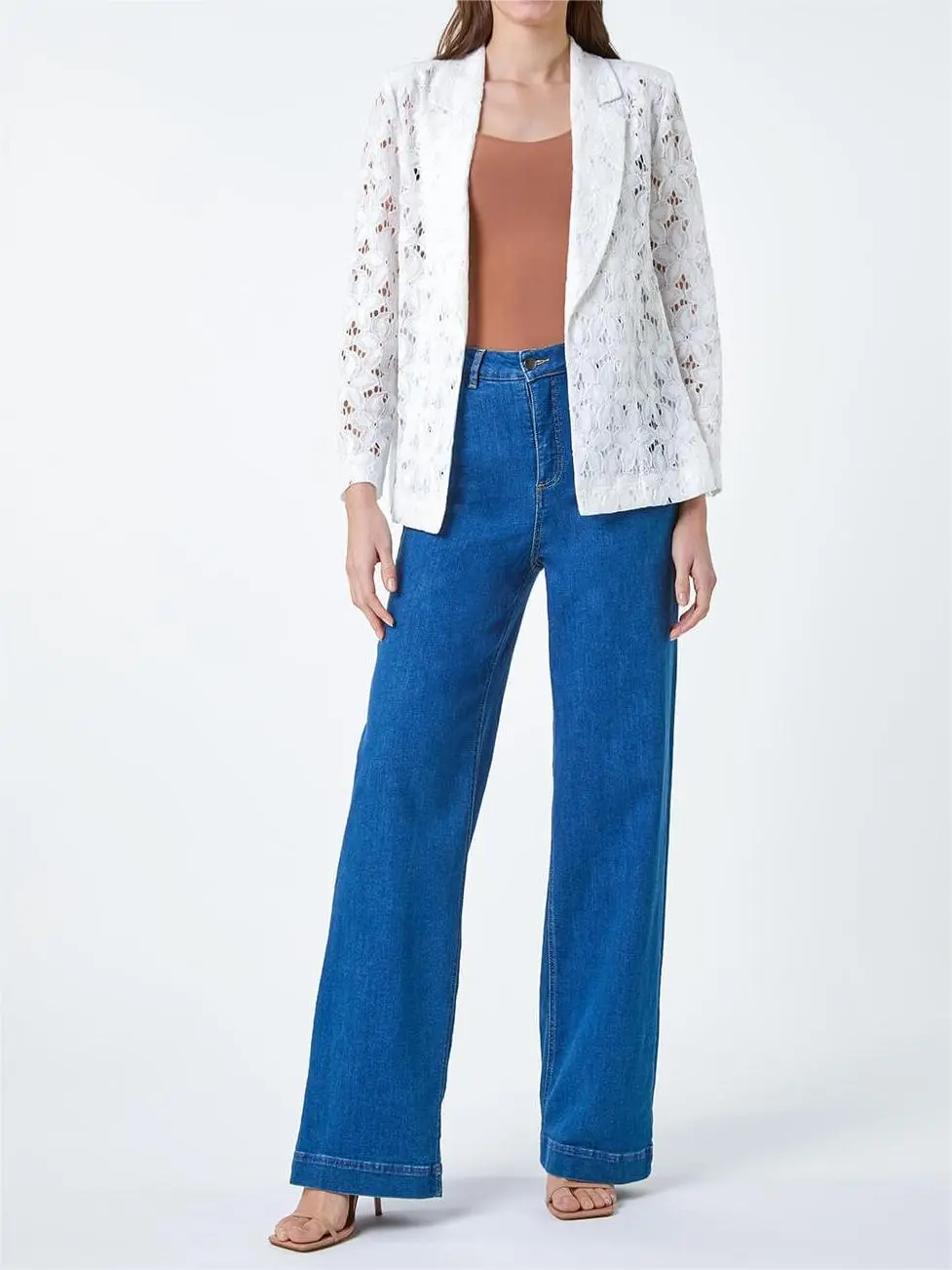 Ivory Cotton Blend Floral Lace Jacket