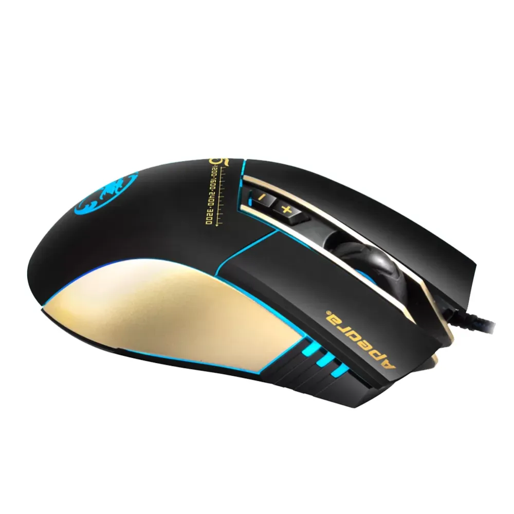 Ergonomic design 3200dpi 6-key programmable professional game mouse, led 4-color breathing lamp, suitable for laptop and pc