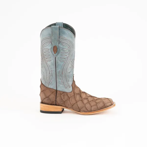 Men's  Bronco Pirarucu Print Boots Handcrafted Brown