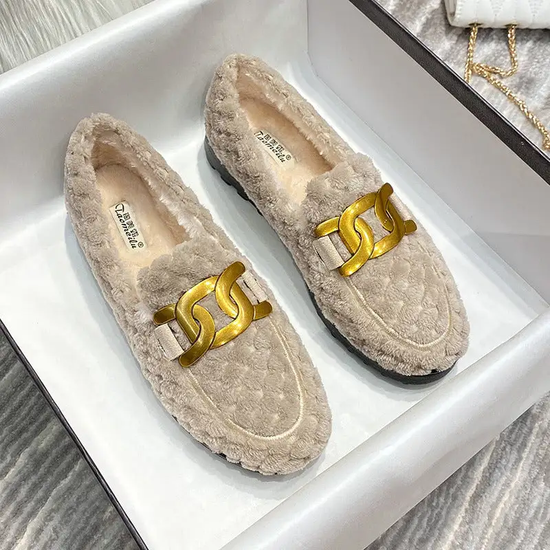 Cilool Furry Flats Loafers Fu65