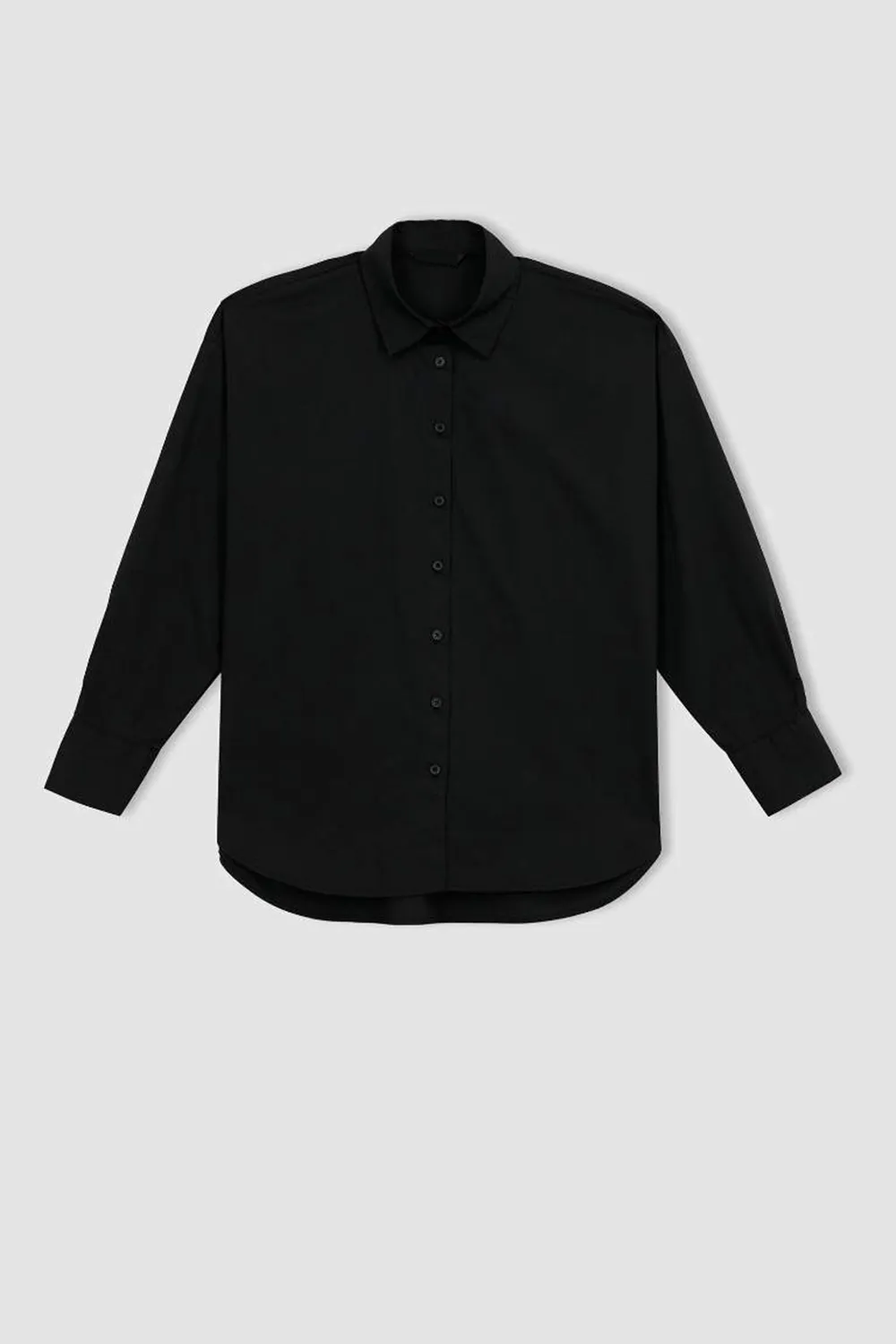 Oversize Fit Shirt Collar Poplin Long Sleeve Shirt