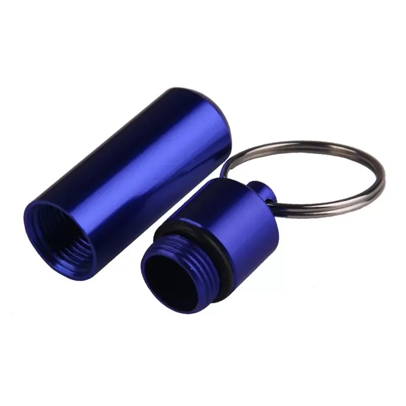 Waterproof Aluminum Pill Box Medicine Container Case Capsule Holder First Aid Gallipot with Key Ring Chain travel kits