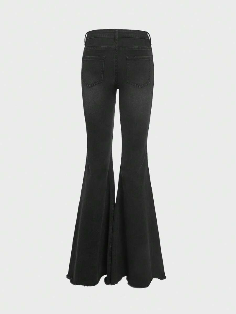 Goth Solid Flare Leg Jeans