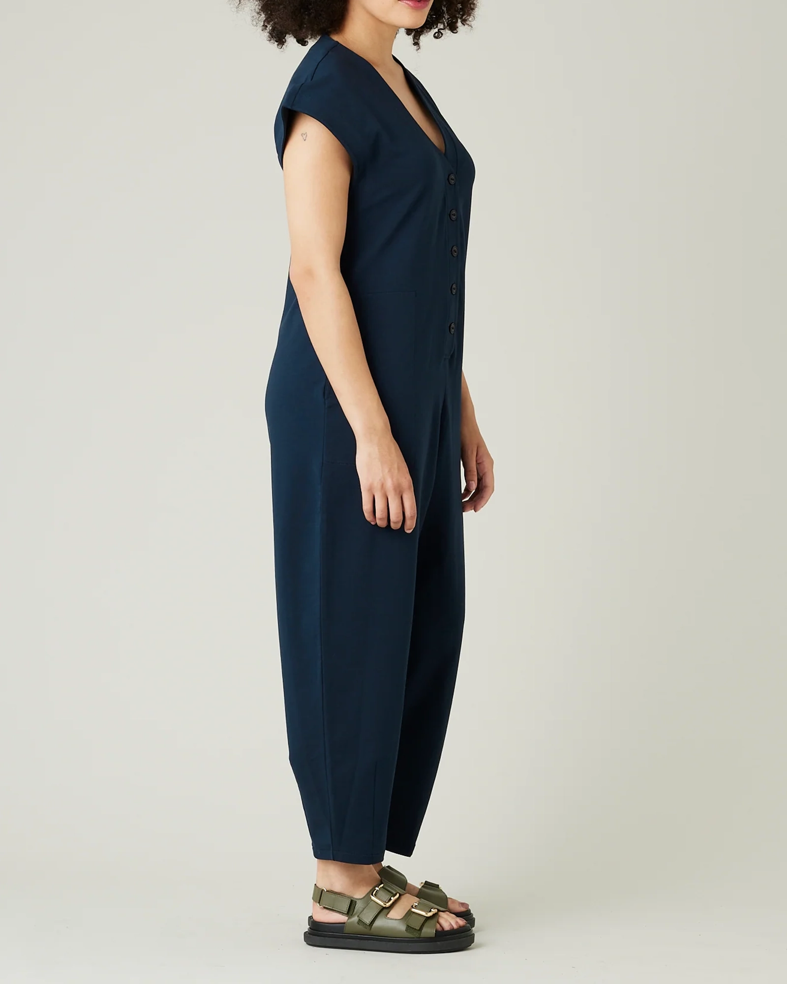 NAVY COTTON JERSEY JUMPSUIT