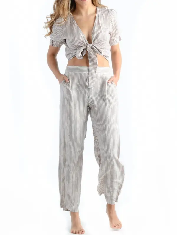 Catalina Pants / Taupe Stripe