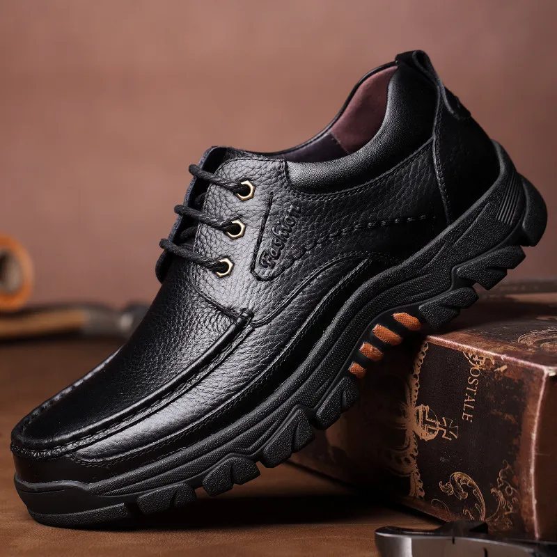 Men's Cow Leather Waterproof Comfy Non Slip Soft Slip On Casual Shoes