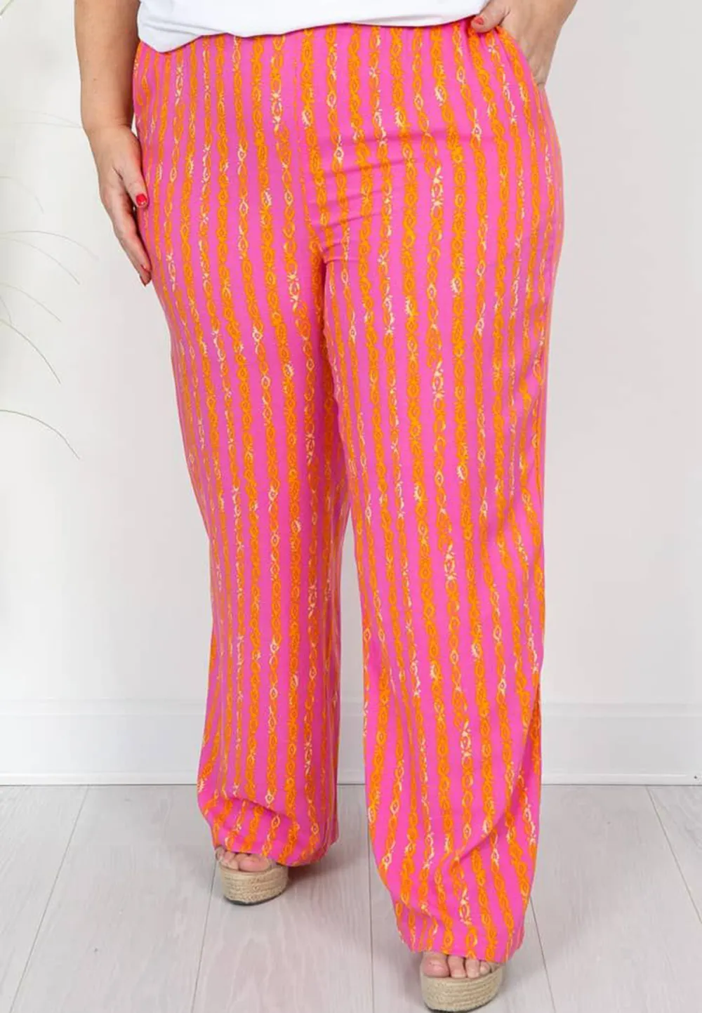 Pink and Orange Printed Trousers