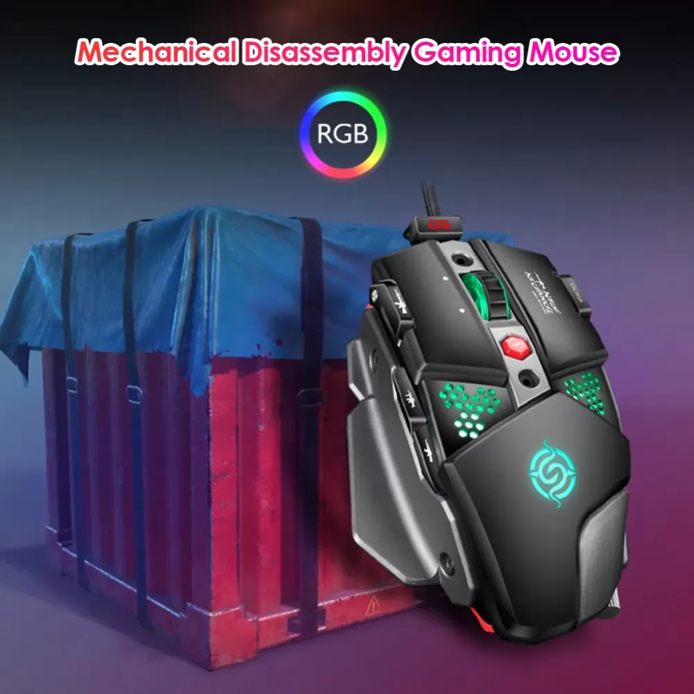 G9 ergonomic design 6400dpi adjustable 8-button USB wired RGB lamp effect mechanical competition mouse, suitable for desktop/pc